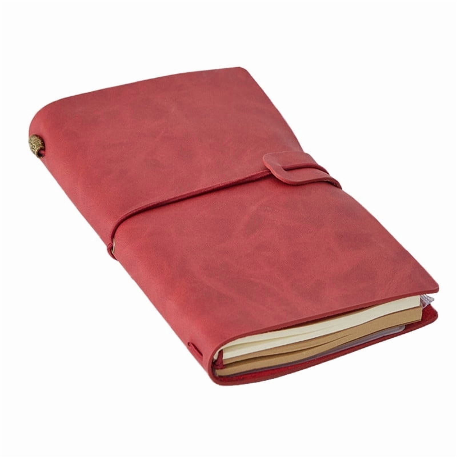 Refillable Leather Journal, 144 Pages – Travelers Notebook with Unlined Inserts & Zipper Pocket, for Artist, 8"x4.8", Red