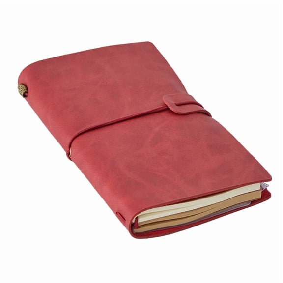 Refillable Leather Journal, 144 Pages – Travelers Notebook with Unlined Inserts & Zipper Pocket, for Artist, 8"x4.8", Red
