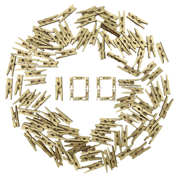 RILOMBAO, Wooden Clothespins, 1 Inch, Natural Texture Gold 100 pcs ...