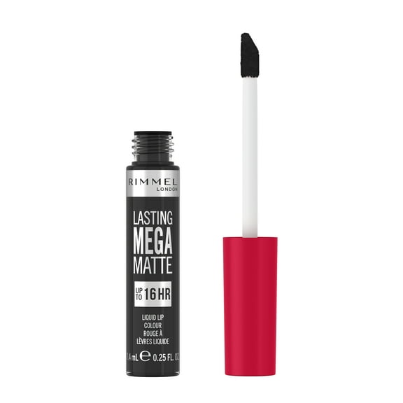 RIMMEL Lasting Mega Matte Liquid Lipstick, 840 Pitch Black, 0.25 fl oz