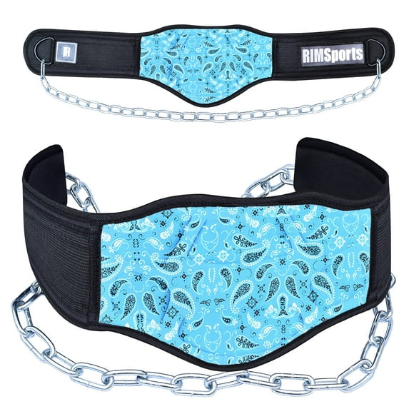 RIMSports Neoprene Padded Weight Lifting Dip Belt with Chain for Workout and Squat