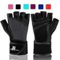 thumbnail image 1 of RIMSports Weightlifting Gloves with Wrist Wrap Support for Gym and Workout, Dark Gray L, 1 of 5