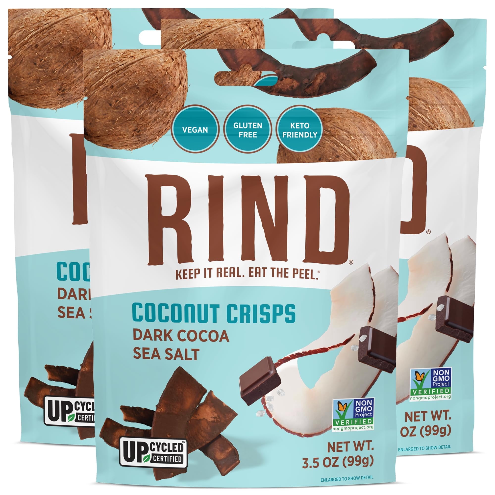 Super Rind RIND Snacks | Dark TGF4 Cocoa Sea Salt Coconut Crisps | Superfood ...