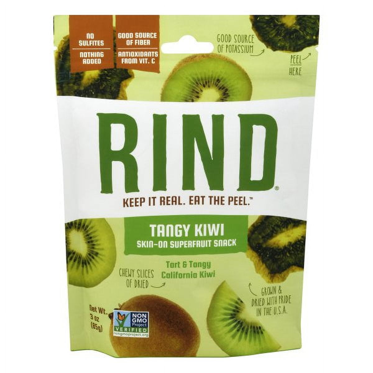 RIND Snacks, Dried Fruit Superfood, Tangy Kiwi, 3 Ounce Bag Pack Of 12