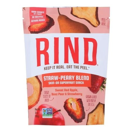 RIND Snacks Straw-Peary No Added Sugar Dried Fruit Superfood, Strawberry, Apple, Pear - 3 Ounce Bag Pack Of 12