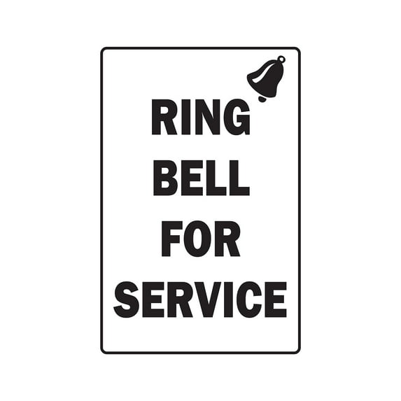 RING BELL FOR SERVICE Aluminum Sign office building employer employee work | Indoor/Outdoor | 18" Tall