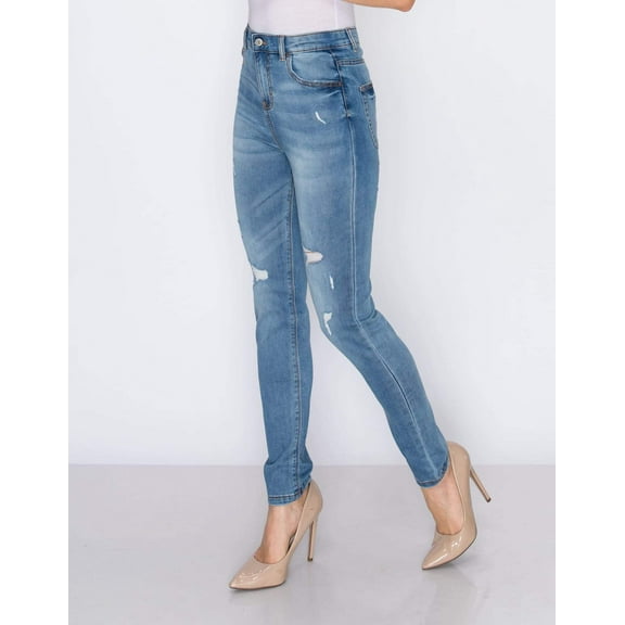 RING OF FIRE Women's Carmen High Rise Rips Jeans