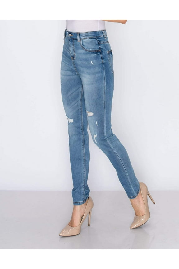 RING OF FIRE Women's Carmen High Rise Rips Jeans