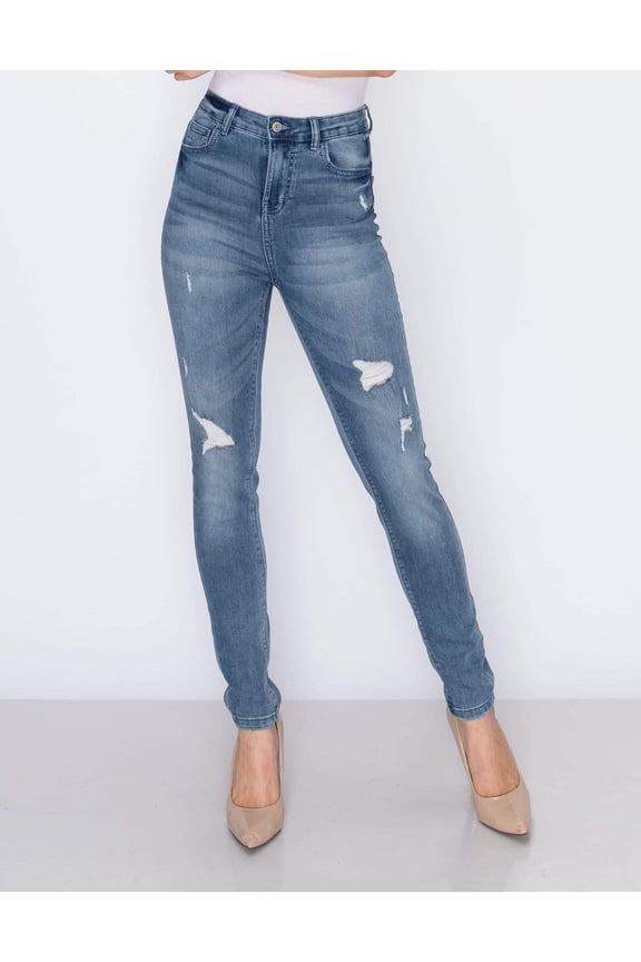 RING OF FIRE Women's Carmen High Rise Rips Jeans