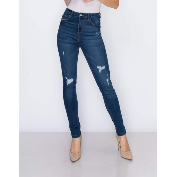 RING OF FIRE Women's Carmen High Rise Rips Jeans