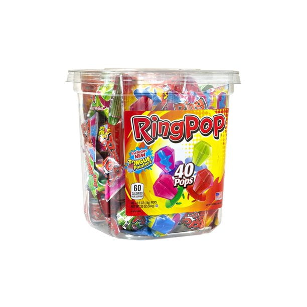 RING POP Individually Wrapped Lollipop Candy, 40 Count Bulk Tub