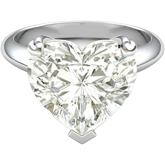 RINGJEWEL Heart cut Near White Moissanite Solitaire VVSI 2.25 Ct Ring Size 8.5