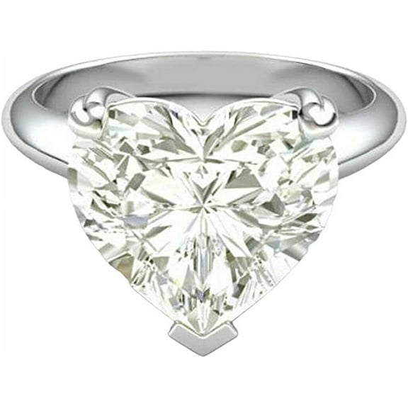 RINGJEWEL Heart cut Near White Moissanite Solitaire VVSI 2.25 Ct Ring Size 9.5
