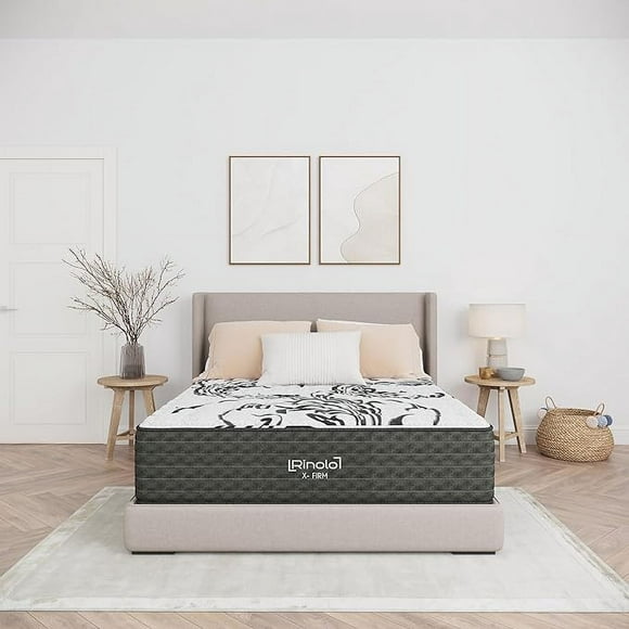 RINOLO X- Firm Mattress for Pressure Relief/Gel Infusion for Cooler Sleep/Durable Support/Pocket Innersprings for Motion Isolation/Orthopedic Foam for Kids aduls-Mattress-in-a-Box (Twin)