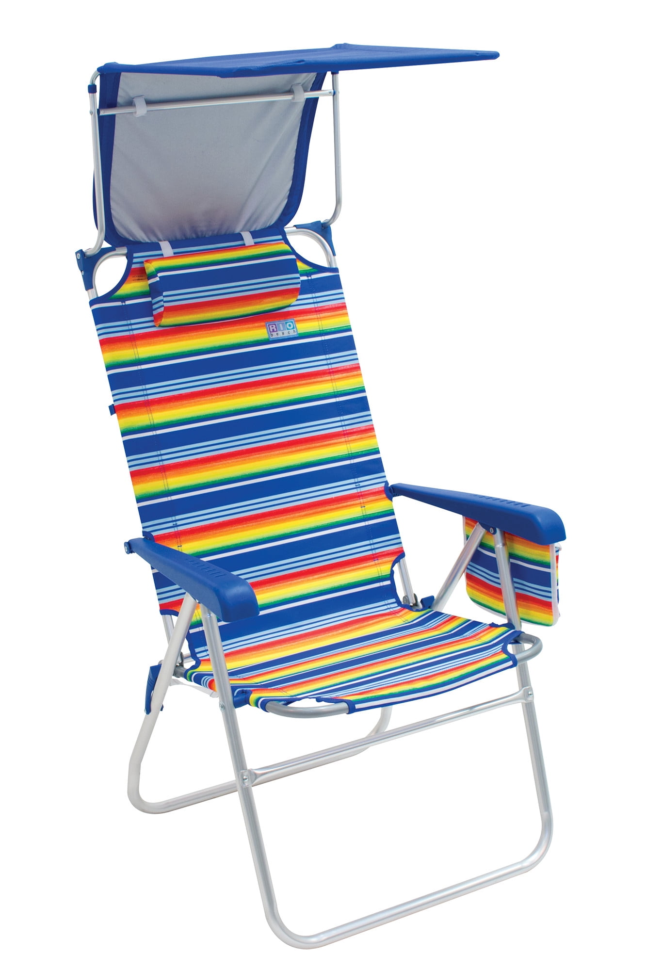 RIO Beach Hi-Boy Aluminum Beach Chair with Canopy, Multicolor Stripe