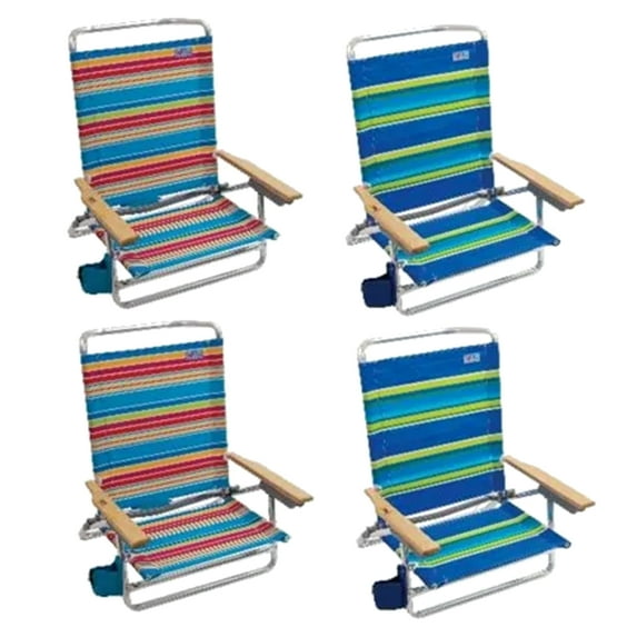 Open Box RIO Brands 5 Position Folding Lounge Chair, Multicolor (4 Pack)