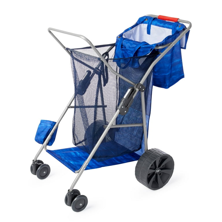 RIO Brands Deluxe Wonder Wheeler Portable Folding Outdoor Utility Cart Blue