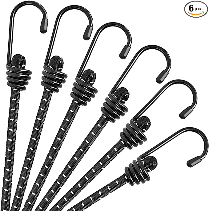 RIO Direct Bungee Cords with Hooks 12 Inch Black Bungee Cords Heavy
