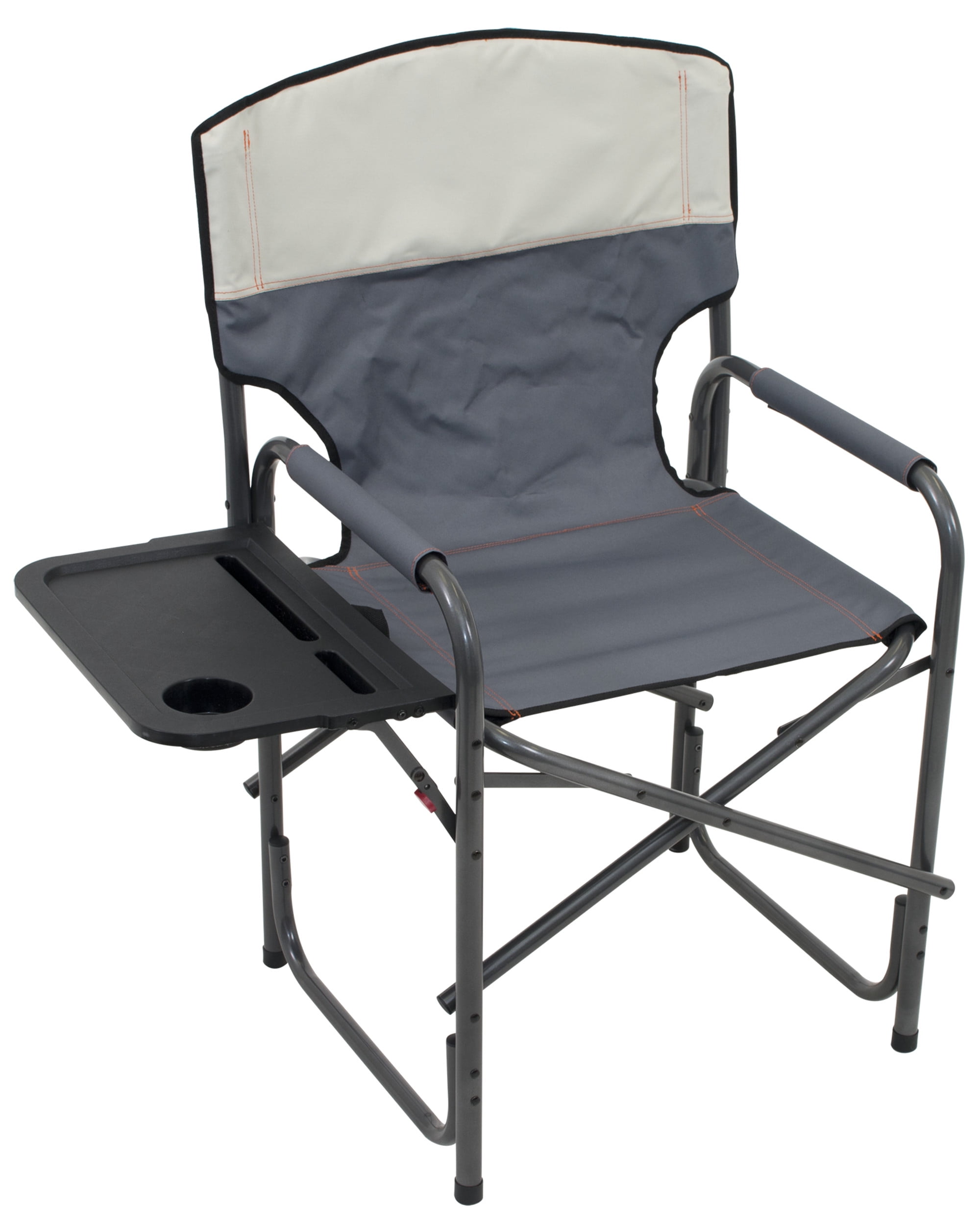 Slate and Putty Steel Frame Director's Camping Chair with Side Table