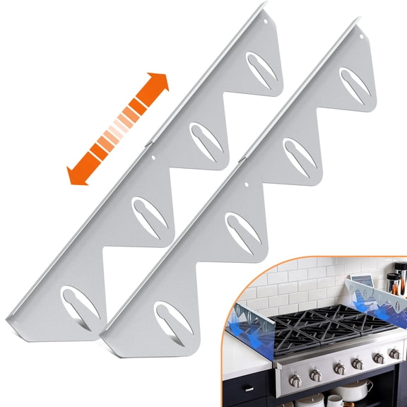 RIOFLY 2 pack Stainless Steel Stove Gap Covers, Stove Gap Filler for Kitchen, Range Trim Kit, Heat Resistant with Easy Clean, Adjustable Length 14.9" to 29.5", Silver