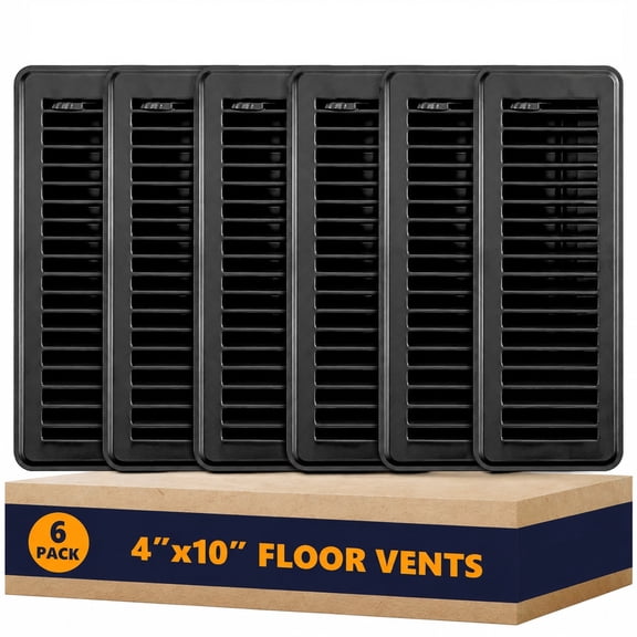 RIOFLY 6 Pack 4x10 Floor Vent Covers, Heavy Duty Steel Heating Cooling Register Grille, Adjustable Airflow Rust Resistant Air Vent for Home