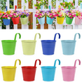 thumbnail image 1 of RIOGOO Flower Pots Hanging Flower Pots, 8 Colors Iron Garden Pots Balcony Planters Metal Bucket Flower Holders - Detachable Hook (8 Pcs), 1 of 7