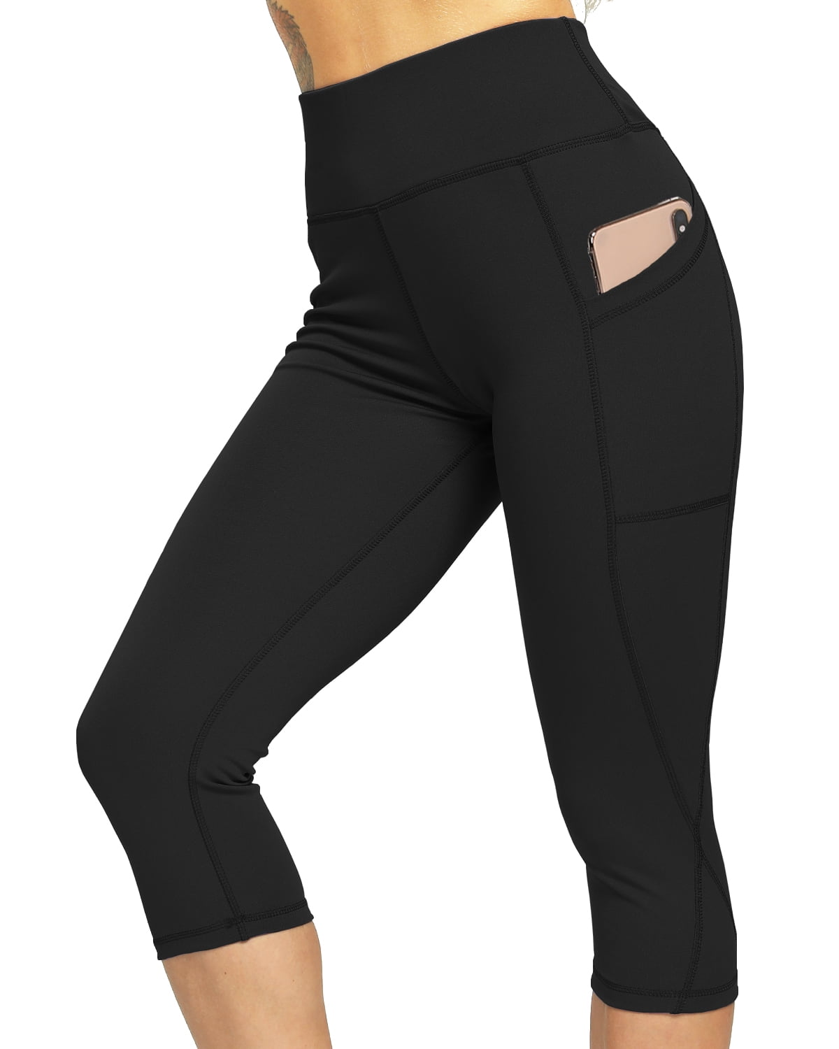 RIOJOY Womens High Waist Yoga Capris Tummy Control Pants with