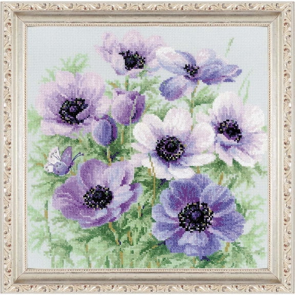 RIOLIS Counted Cross Stitch Kit 11.75"X11.75"-Purple Anemones (14 Count)