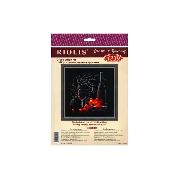 Still Life With Red Wine Counted Cross Stitch Kit-11.75"X11.75" 14 Count