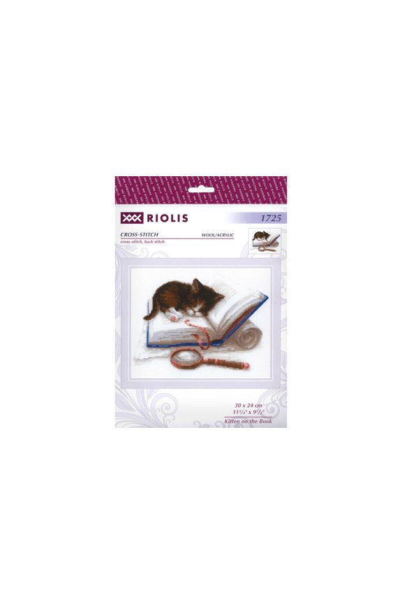 Cross Stitch Kit Kitten On The Book