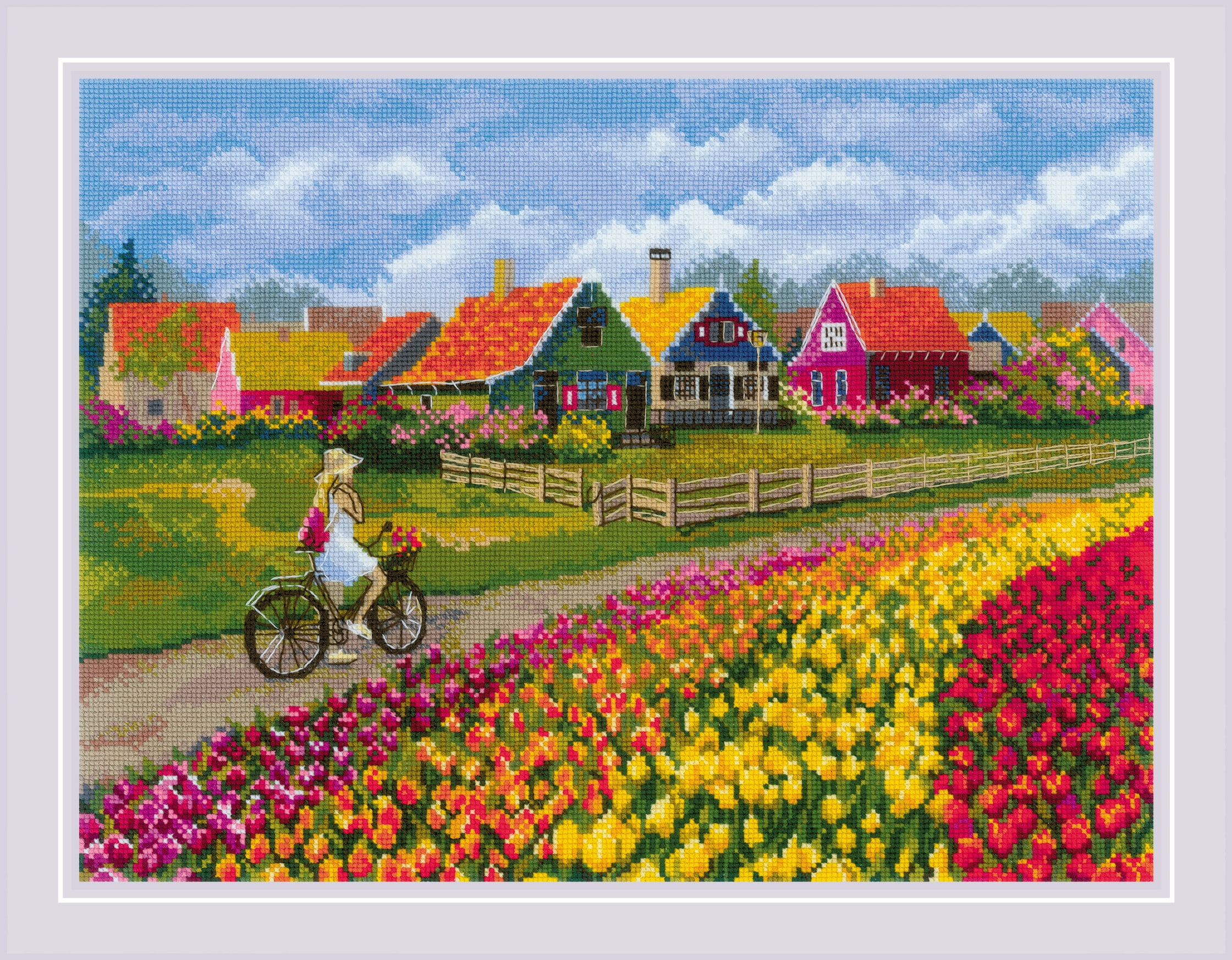 RIOLIS Counted Cross Stitch Kit 15.75"X11.75"-Tulip Field (14 Count)