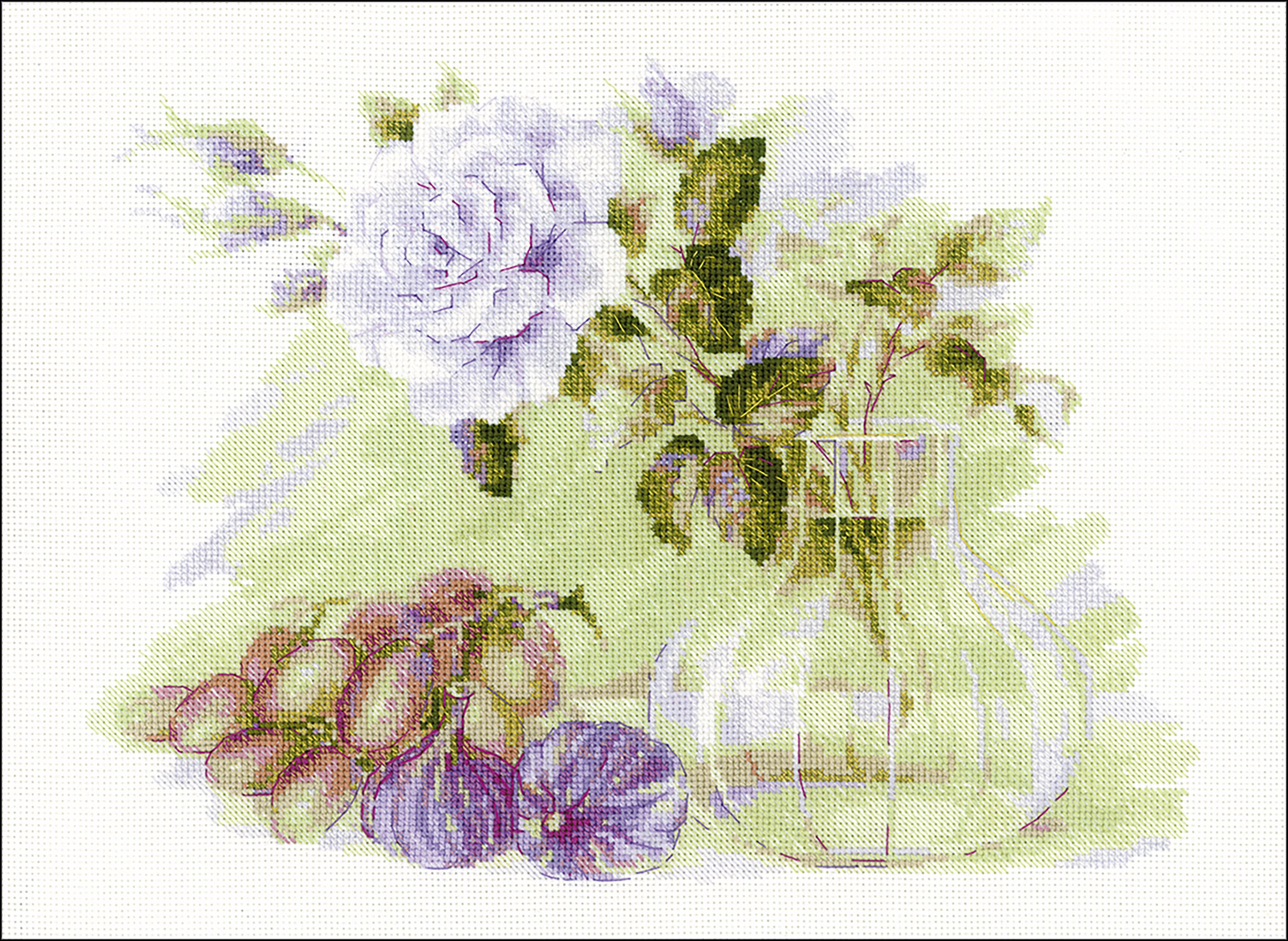 RIOLIS Kreuzstich-Set ‚Stillleben Mit Chrysanthemen‘ – 50x40 Cm, Inkl. Stoff, Garn & Nadel