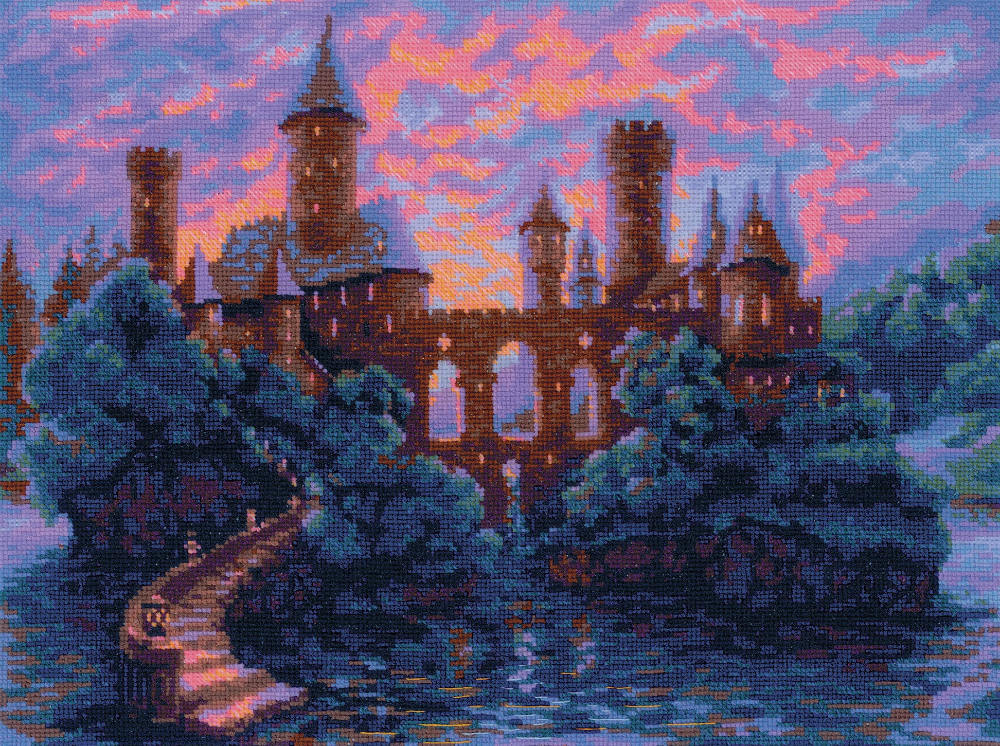 RIOLIS Counted Cross Stitch Kit 15.75"x11.75"-Mysterious Castle (14 Count)
