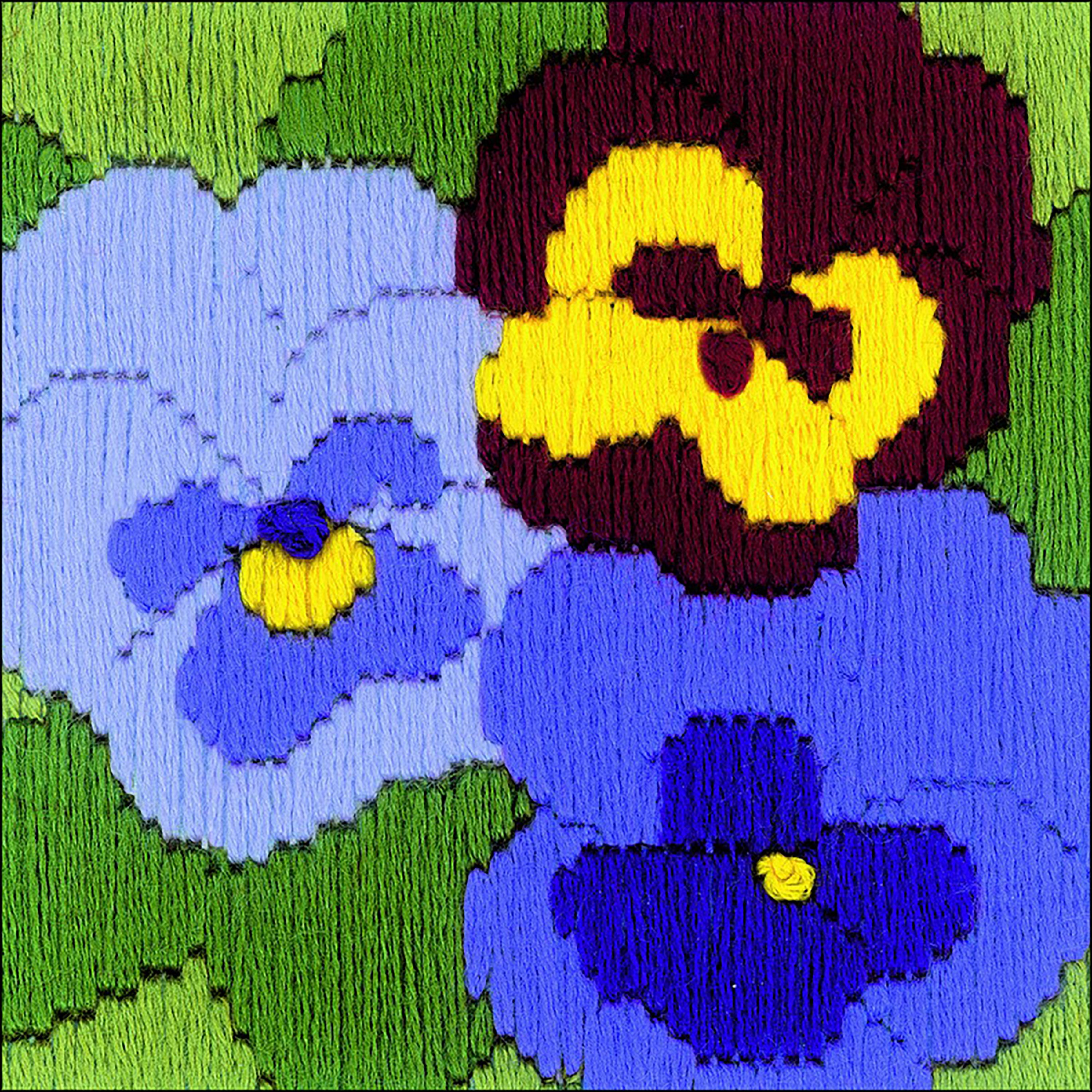 RIOLIS Counted Cross Stitch Kit 4"X4"Three Pansies (13 Count