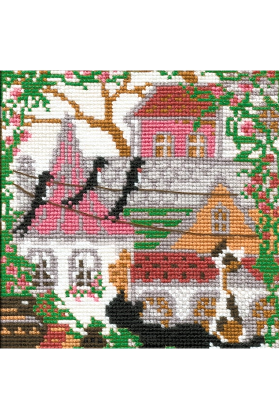 Counted Cross Stitch Kit 5"X5"-City & Cats Summer (15 Count)