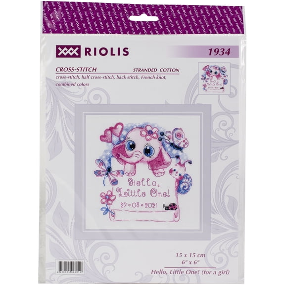 RIOLIS Counted Cross Stitch Kit 6"x6"-Hello, Little One! Girl (18 Count)