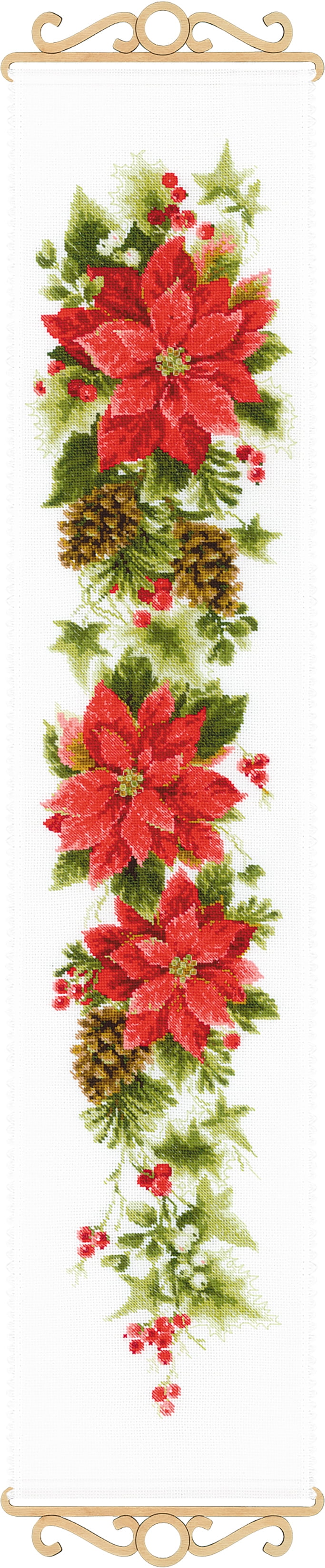 Riolis Counted Cross Stitch Kit 7.5 inchx35.5 inch-Poinsettia (14 Count)