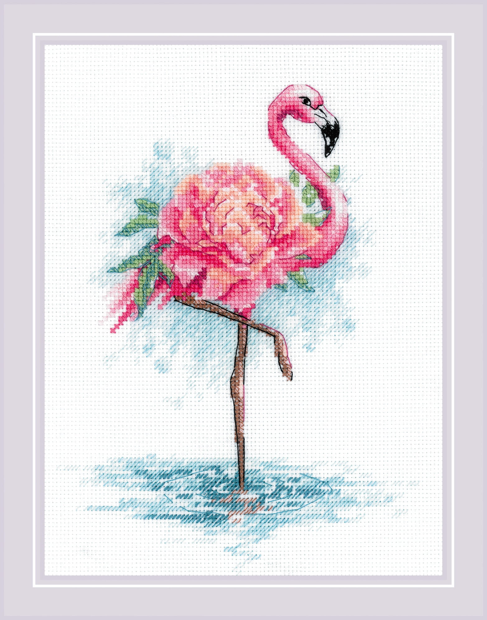 RIOLIS Counted Cross Stitch Kit 7"X9.5"-Blooming Flamingo (14 Count)
