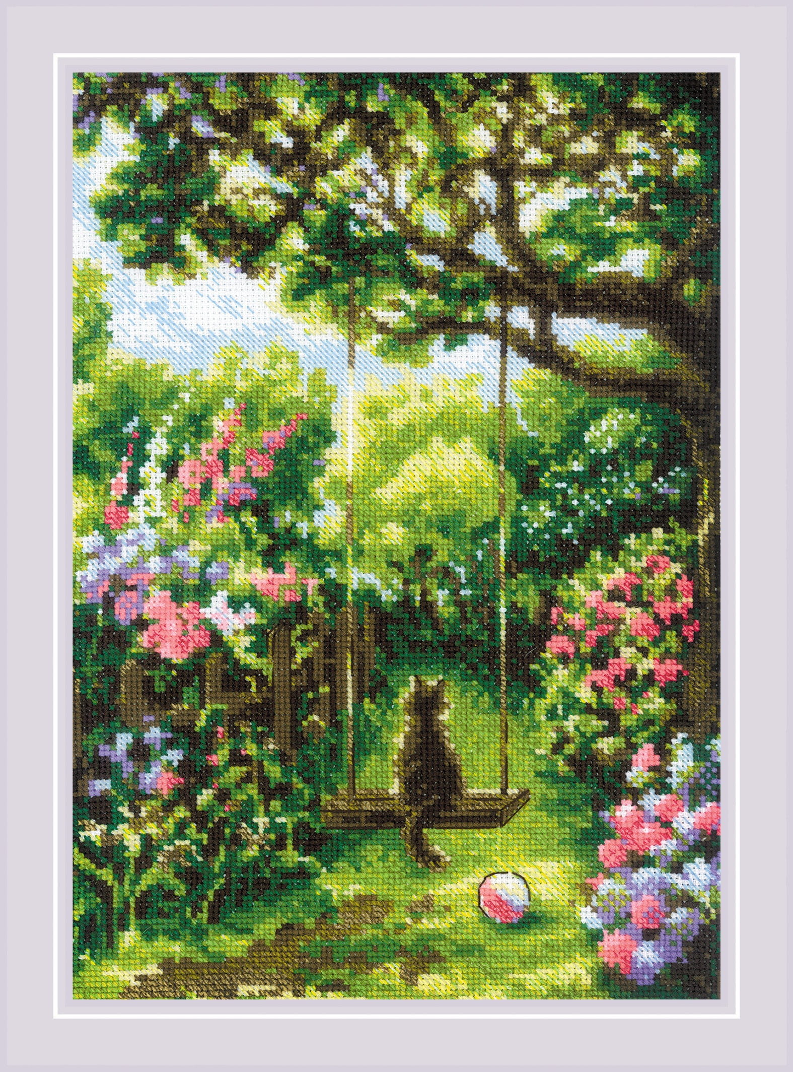 RIOLIS Counted Cross Stitch Kit 8.25"X11.75"-Garden Swing (14 Count)