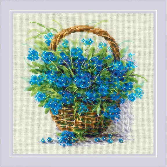 RIOLIS Counted Cross Stitch Kit 8.75"X8.75"-Forget Me Knots In A Basket ((14 Count)