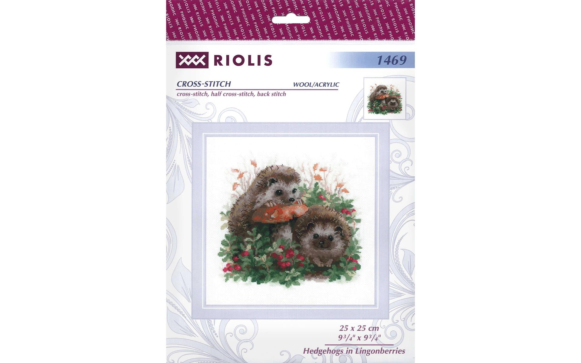 RIOLIS Counted Cross Stitch Kit 9.75"X9.75"-Hedgehogs In Lingonberries (14 Count)
