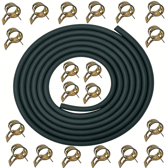 RIONIMA 10 Feet 3/16 Inch Id Fuel Line for Small Engines Mini Bike Atv Generator W/ 20 Clamps