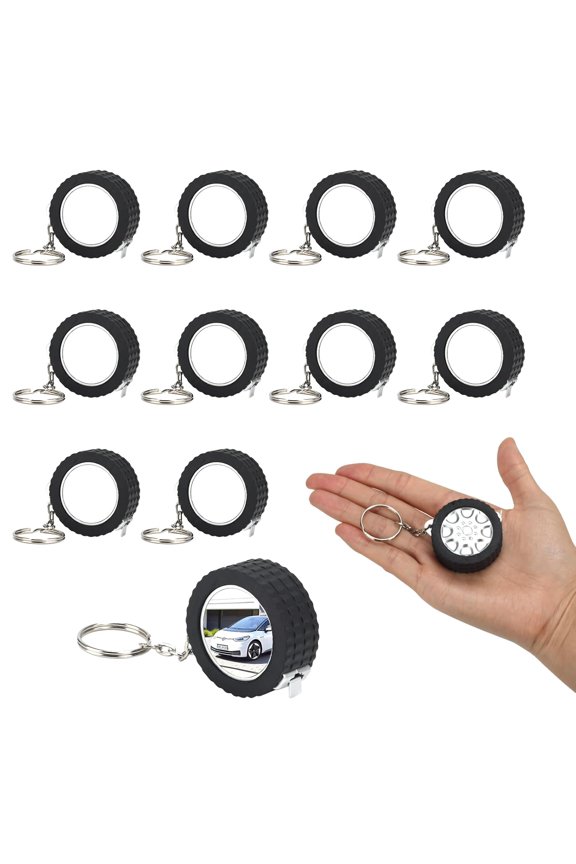 10 Pack Tire Sublimation Keychain Blanks,1.5 Inch Mini Wheel Keychains with 1.1 Inch Sublimation Aluminum Inserts,Customizable Diy Heat Transfer Key Rings for Car Lovers&Personalized