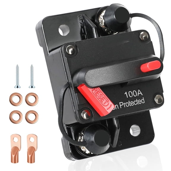RIONIMA 100 Amp Marine Circuit Breaker Dc 12V-48V,Automotive Circuit Breakers for Boat Trolling Motor Rv Trailer Car Solar System Battery Disconnect with Manual Reset Switch,Ip67 Waterproof