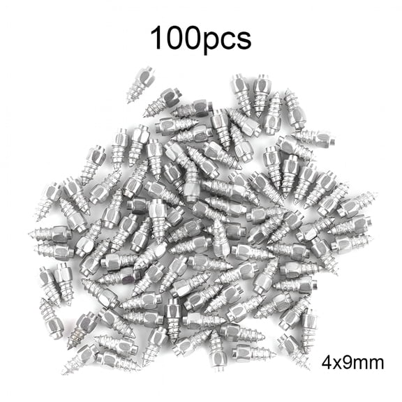 RIONIMA 100 Pcs 9mm Tungsten Steel Tire Studs, Screw-in Snow Spikes with Installation Tool for Car, Truck, ATV, Motorcycle