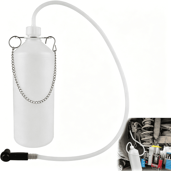 RIONIMA 1L Brake Bleeder Bottle One Person - Automotive Brake Fluid Bleeding Kit with 24 Inch Tube and Rubber Connector for Collect Brake Fluid,Fit for Cars,Motorcycles,and Atvs
