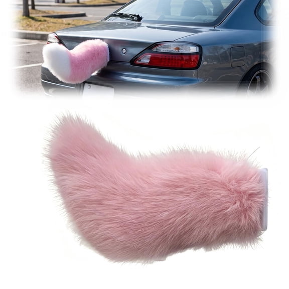 RIONIMA 1PC Pink Remote Control Electric Car Tail, Adorable Rechargeable Plush Animal Moving Tail, USB Fluffy Wagging Action for Auto Trunk, Pink Car Accessories