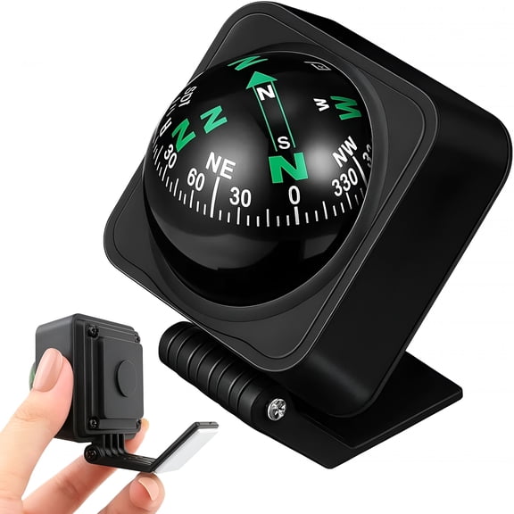 RIONIMA 2-Pack Vehicle Direction Finder with Spherical Design, Car Compass Dashboard, Reliable Navigation Tool for Road Trips and Marine Use, ABS and Acrylic Construction for Dashboard Installation