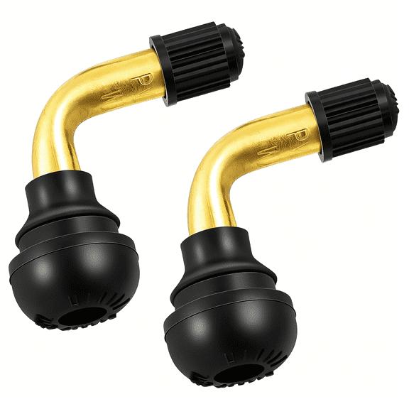 RIONIMA 2-Pcs Valve Stem Bent 90 Degree Angled,Brass Stem,Snap-In Rubber Base,Compatible with Most Tubeless Tire Rim,Motorcycle,Scooter,Atv (Applicable Diameter 10.3Mm)