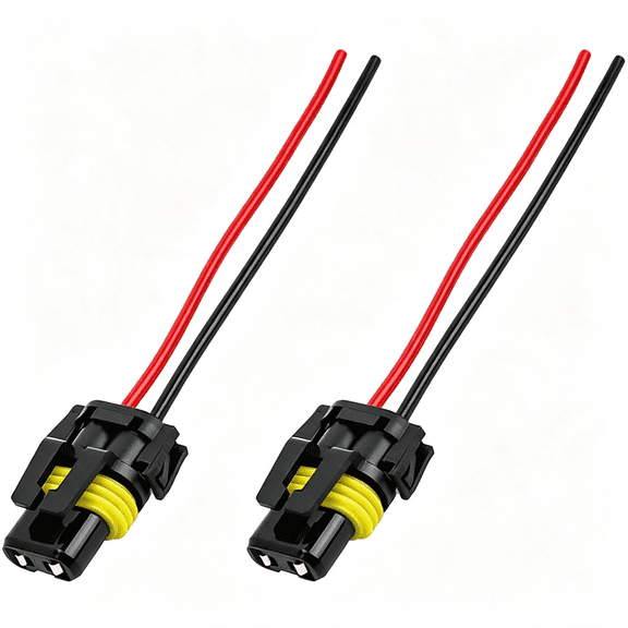 RIONIMA 2 Pcs Wiring Harness Headlight Socket, 9005 9006 Hb3 Hb4 Female Adapter Wiring Harness Plug Replacement, Nylon Pigtail Wire Connector for Headlight Fog Light, Car Accessories